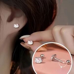 Hello Kitty Stud Earrings Set Punk Minimalist Gift